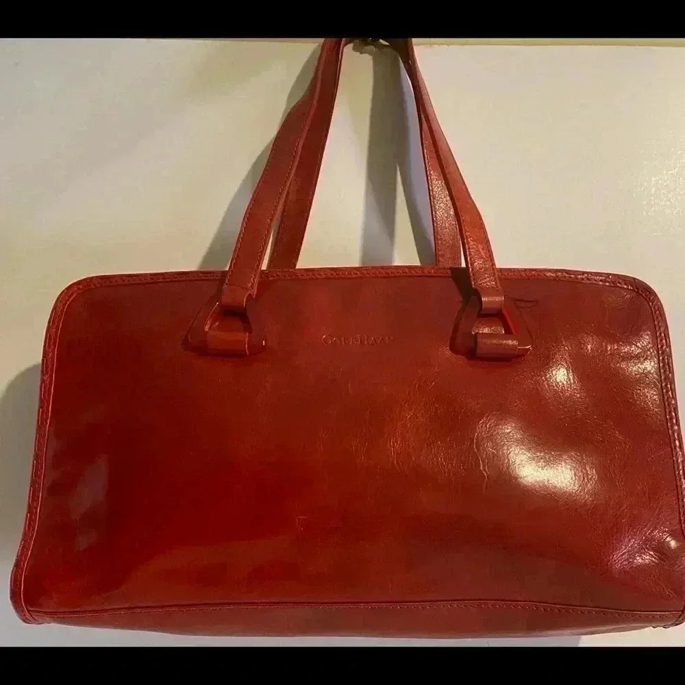 Cole Haan red leather satchel handbag